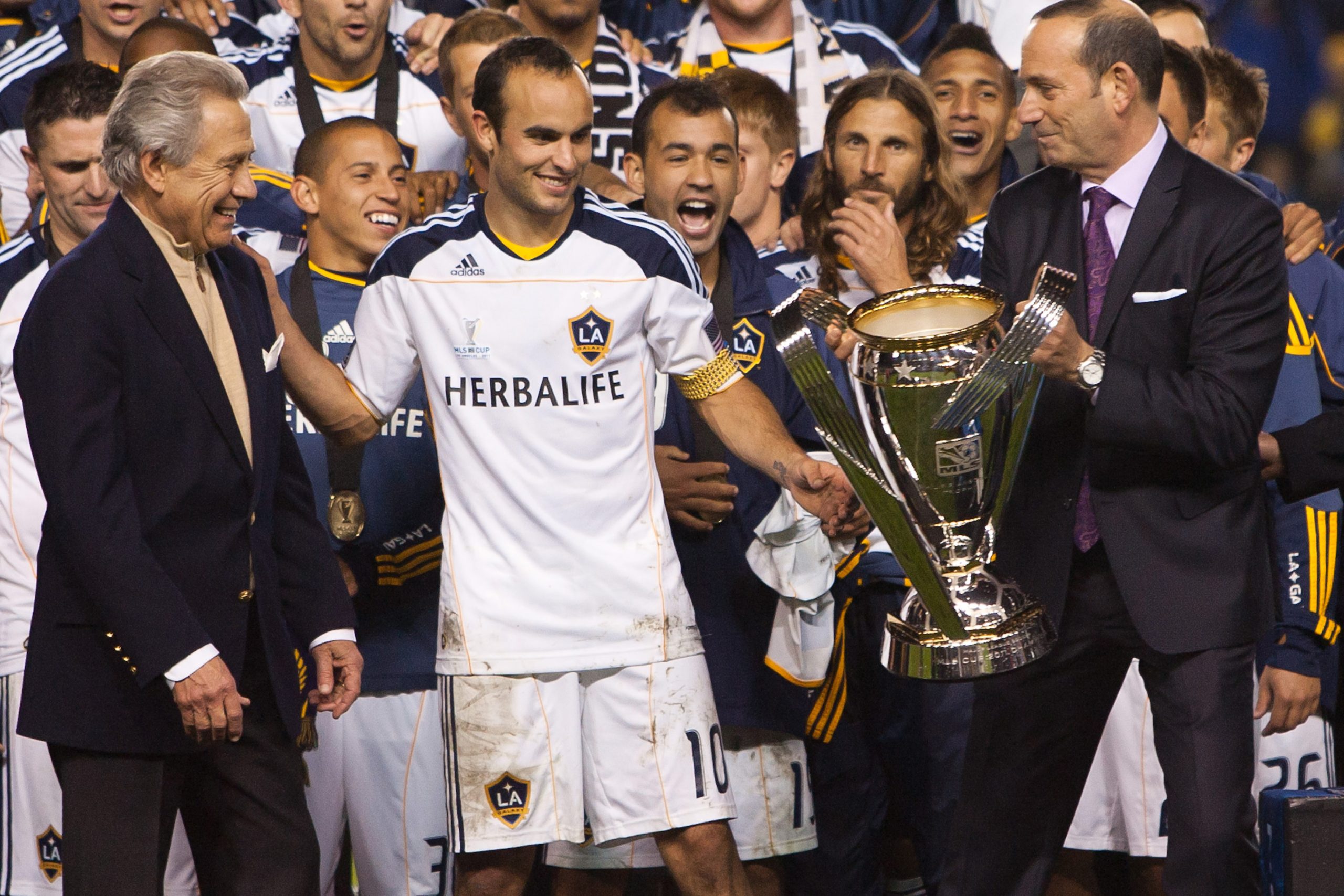 LA Galaxy celebrating MLS Cup victory.
