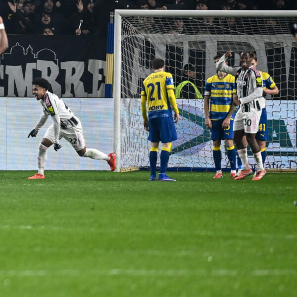 Weston McKennie celebrating a goal for Juventus at Parma.