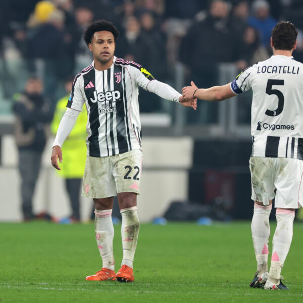 Juventus players Weston McKennie and Manuel Locatelli.
