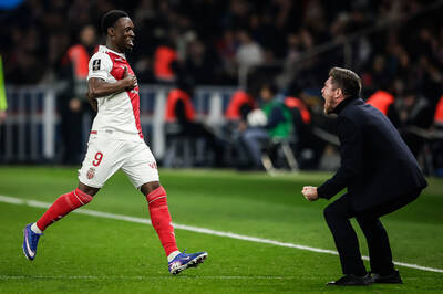 AS Monaco player Folarin Balogun celebrates a goal