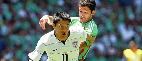 Ching and Israel Castro during the Mexico - USA World Cup Qualifier at Azteca Stadium.. Credit Osvaldo Aguilara - ISIPhotos.com