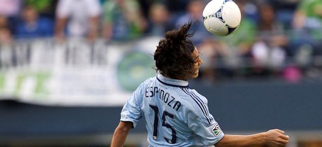 Sporting KC's Roger Espinoza, who has seen his stock rise after the Olympics.  Credit: Stephen Brashear - ISIPhotos.com